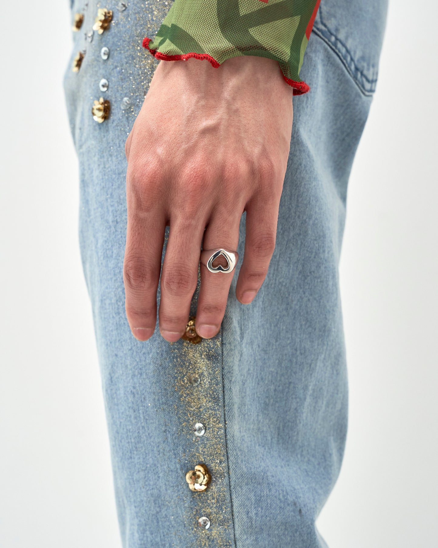 Heart hole ring Silver