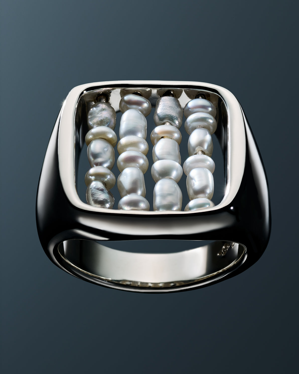 Pearl Signet Ring Silver