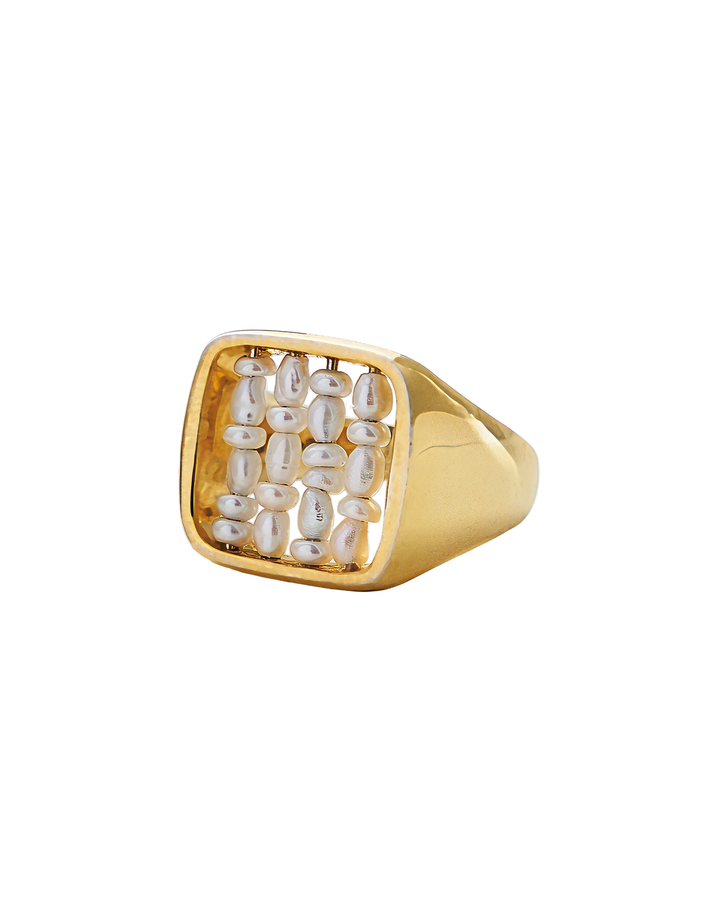 Pearl Signet Ring Gold
