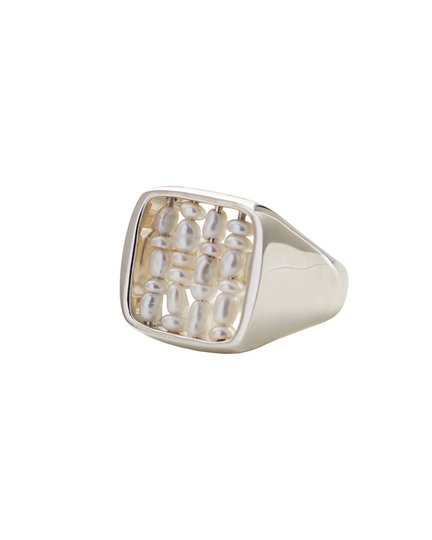 Pearl Signet Ring Silver
