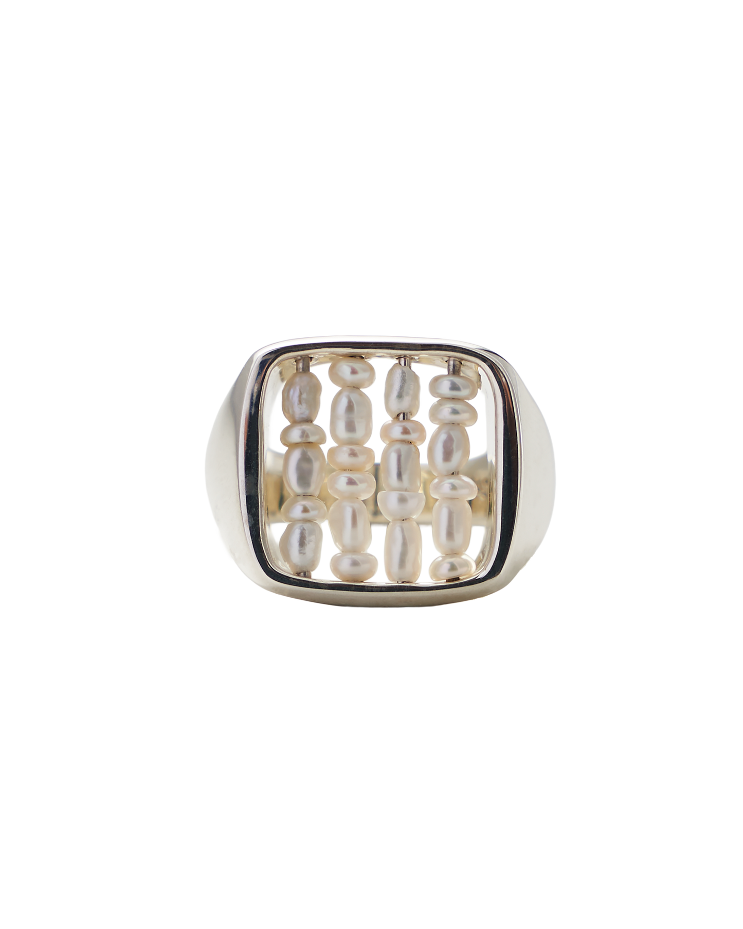 Pearl Signet Ring Silver